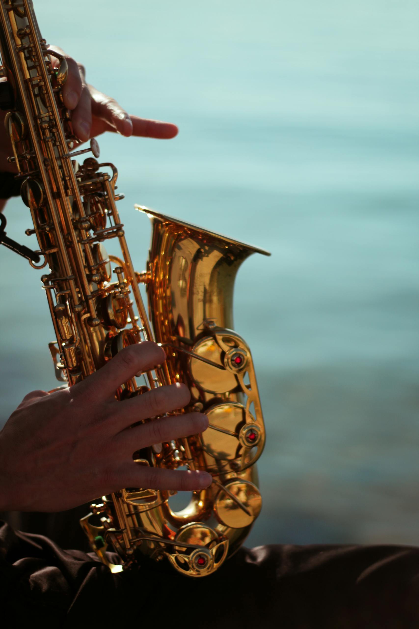 Close-up of a Man Playing the Saxophone